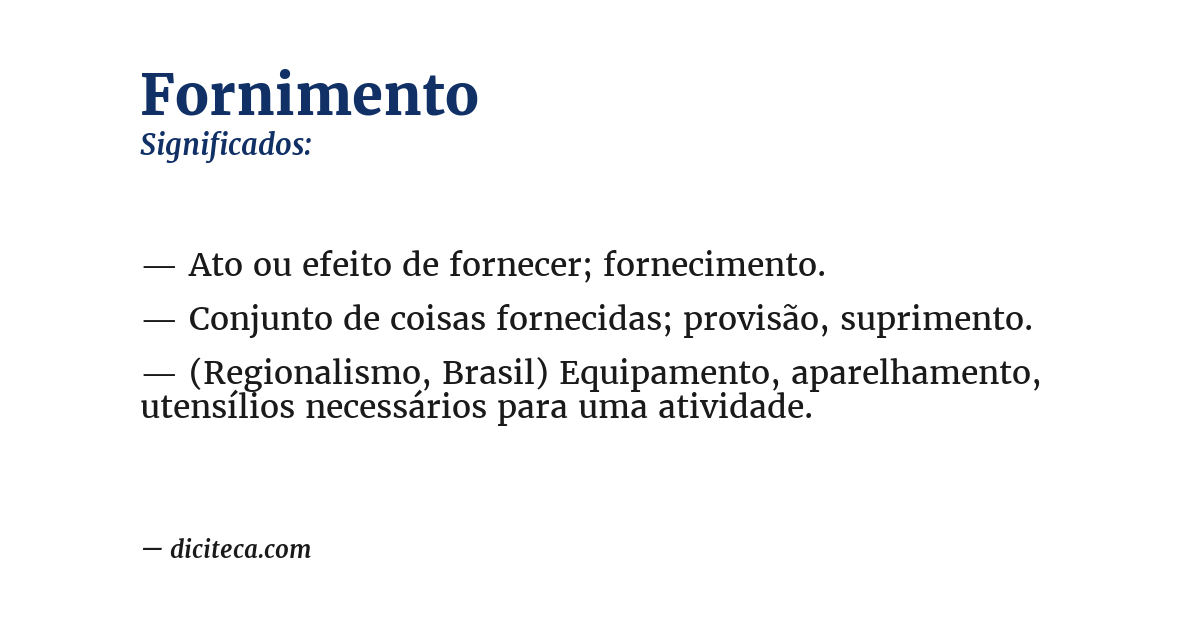 Significado de fornimento