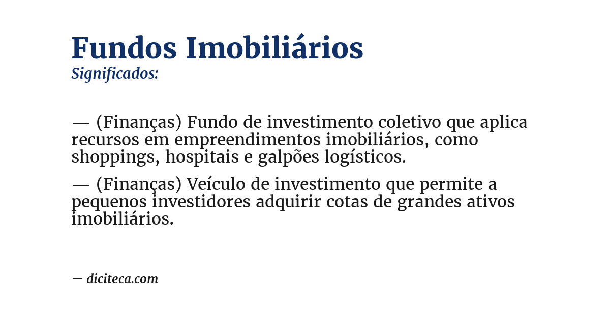 Significado de fundos imobiliários