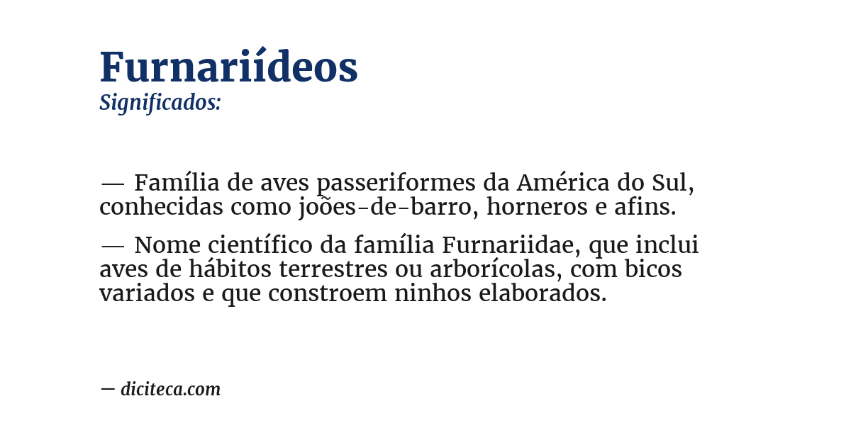 Significado de furnariídeos
