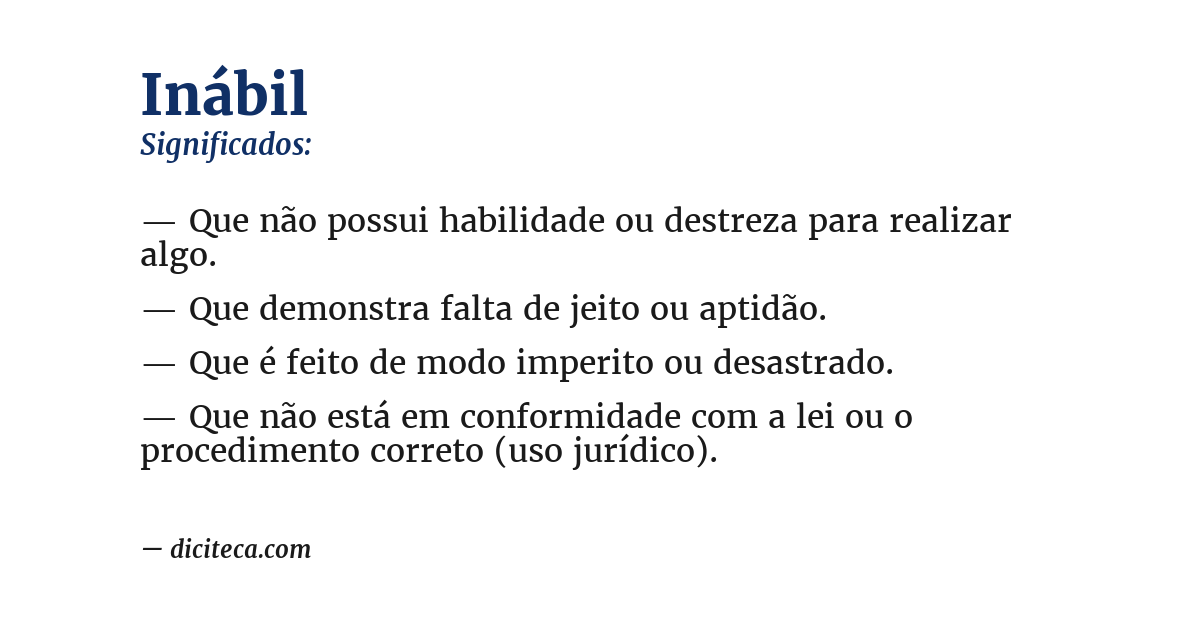 Significado de inábil