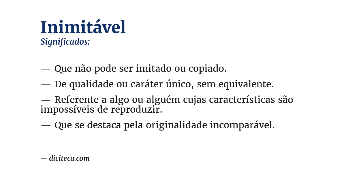 Significado de inimitável