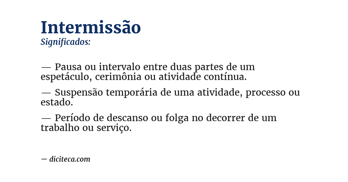 Significado de intermissão