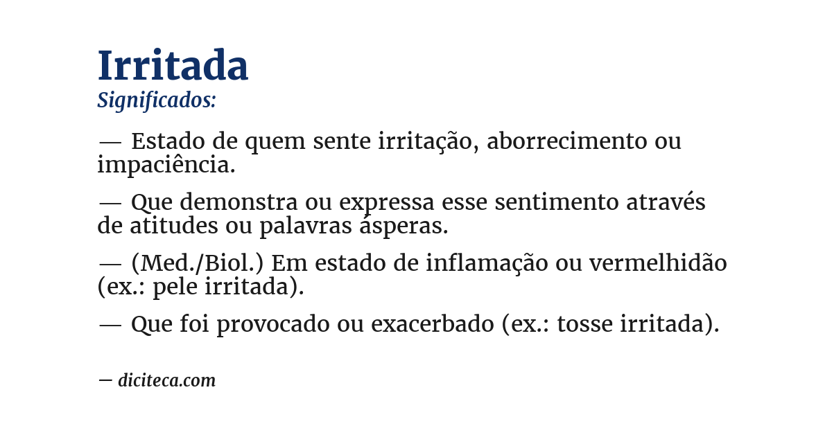 Significado de irritada
