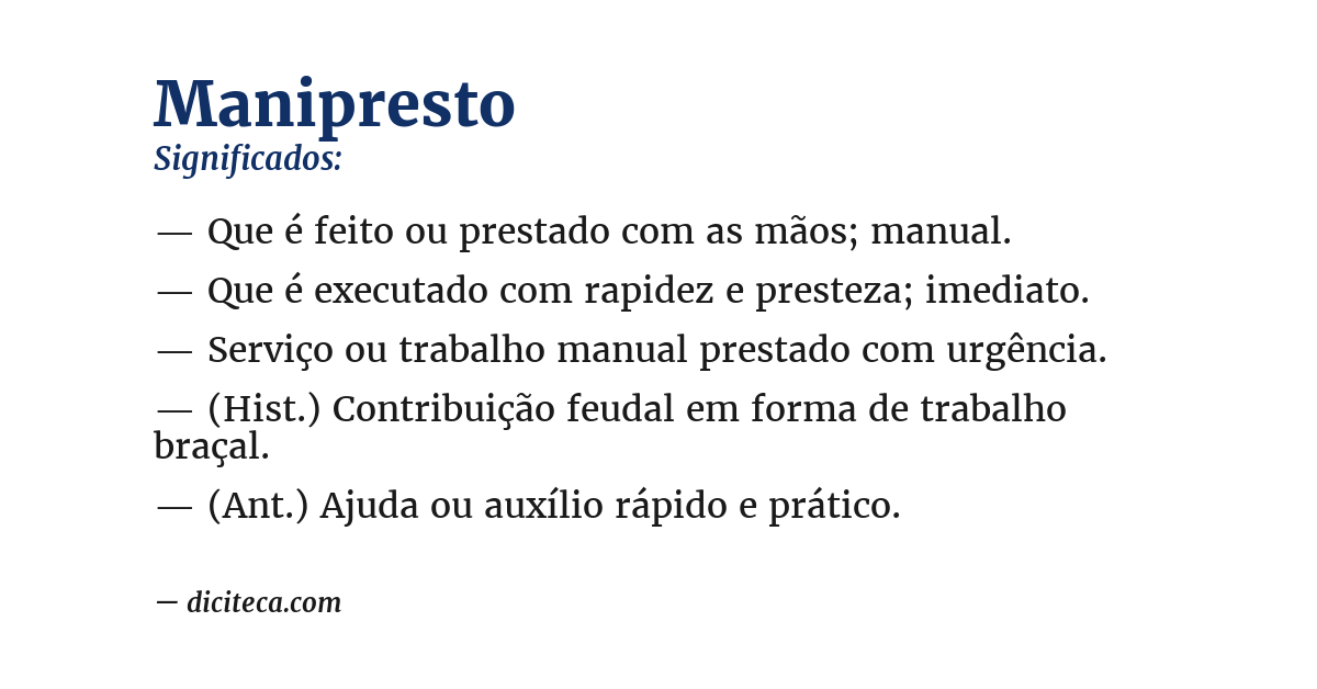 Significado de manipresto