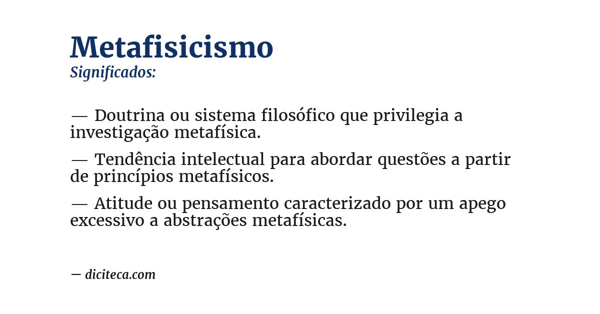 Significado de metafisicismo