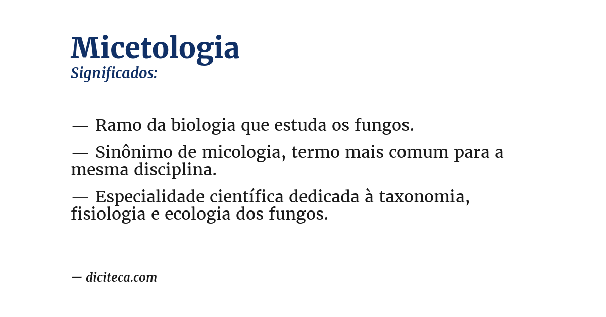 Significado de micetologia