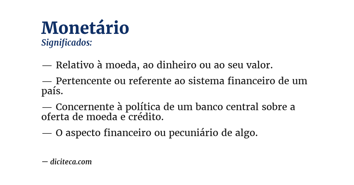 Significado de monetário