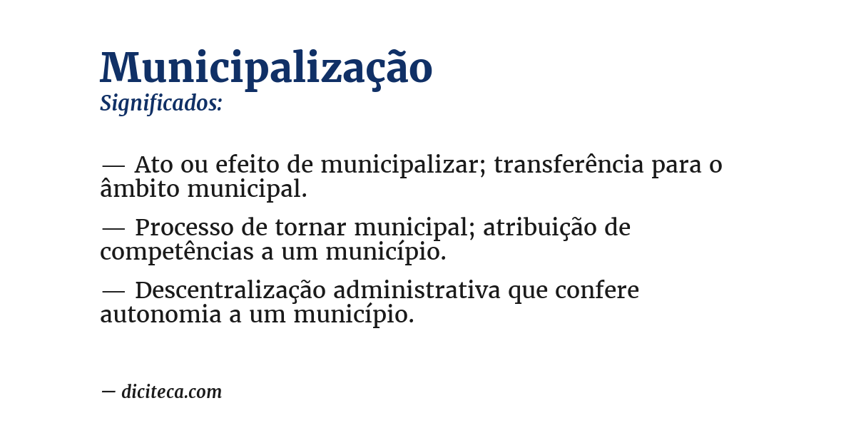 Significado de municipalização