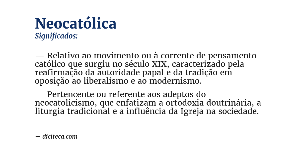 Significado de neocatólica