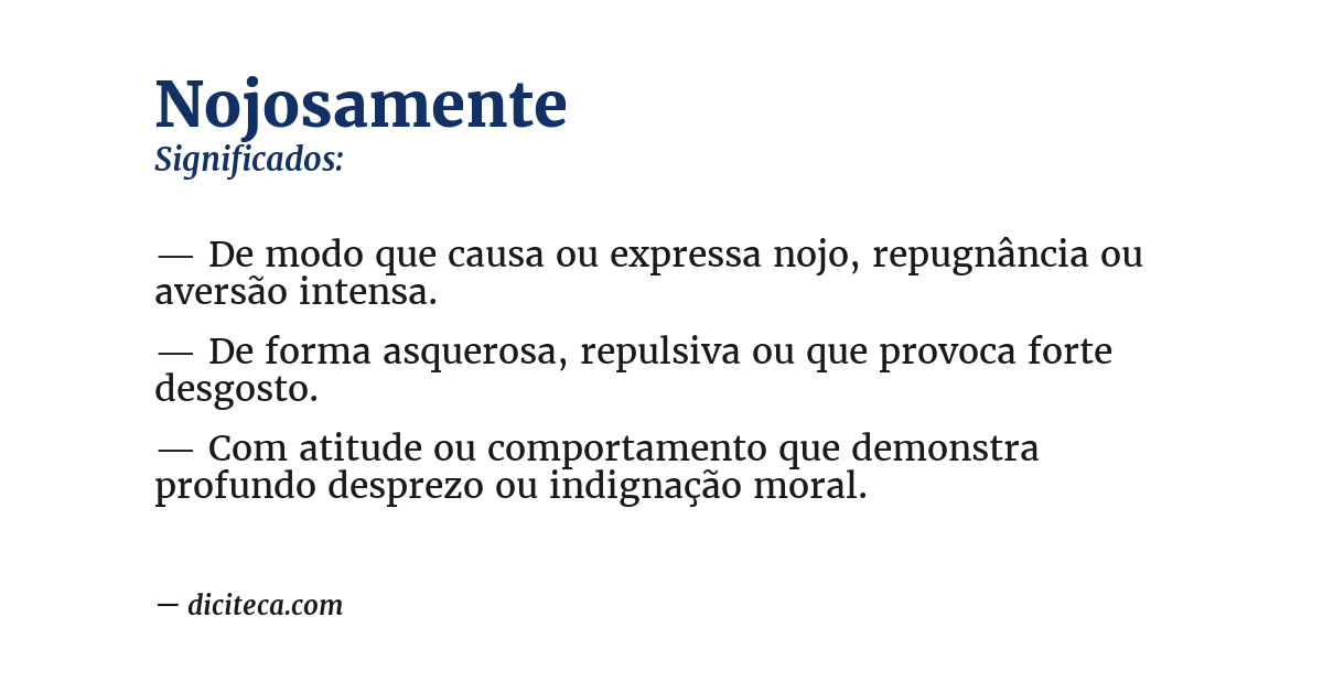 Significado de nojosamente