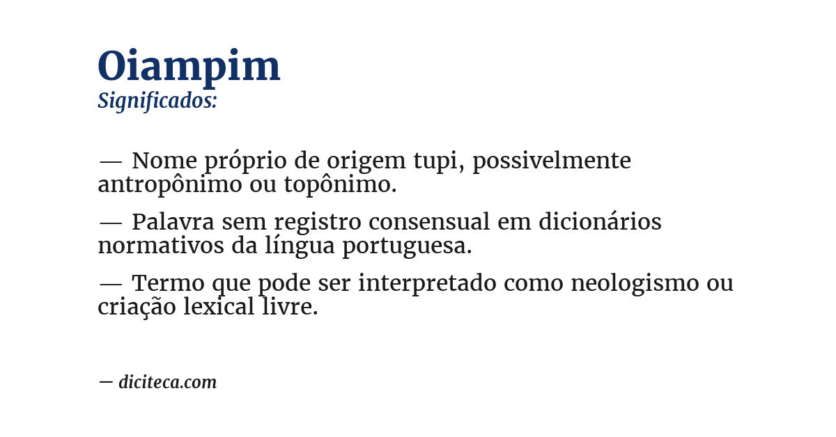 Significado de oiampim