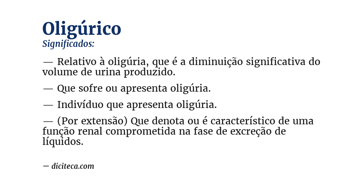 Significado de oligúrico