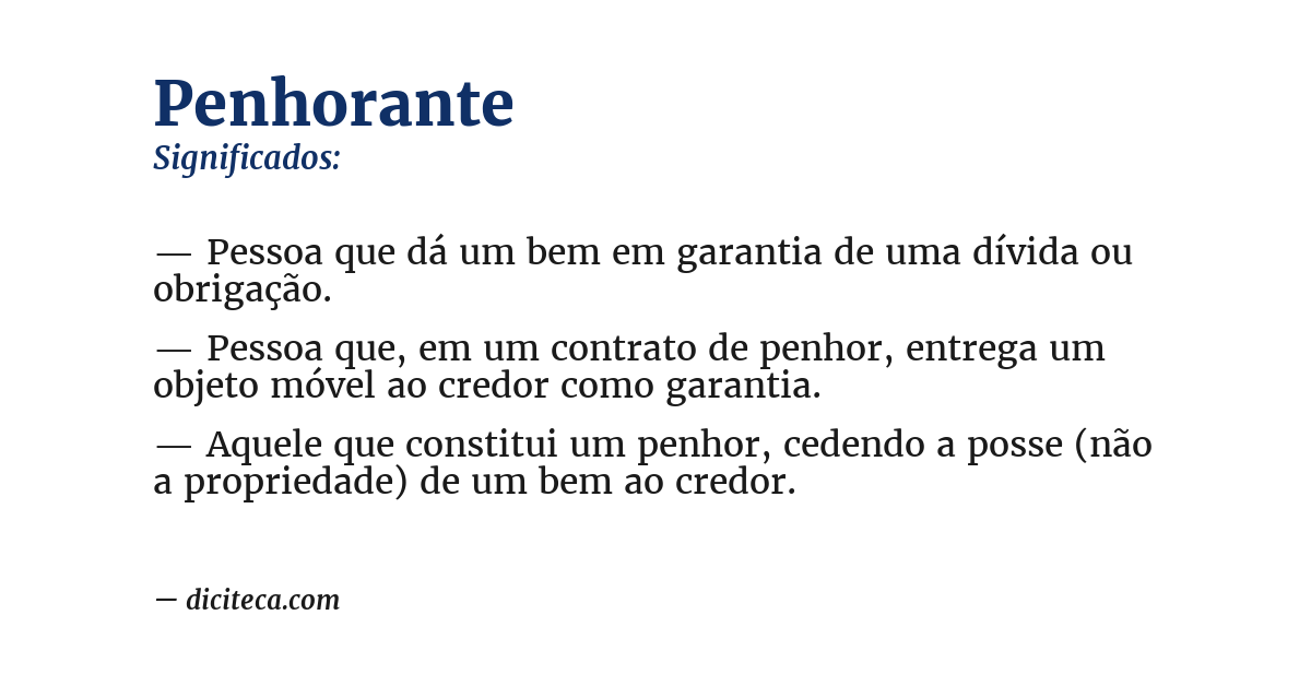 Significado de penhorante