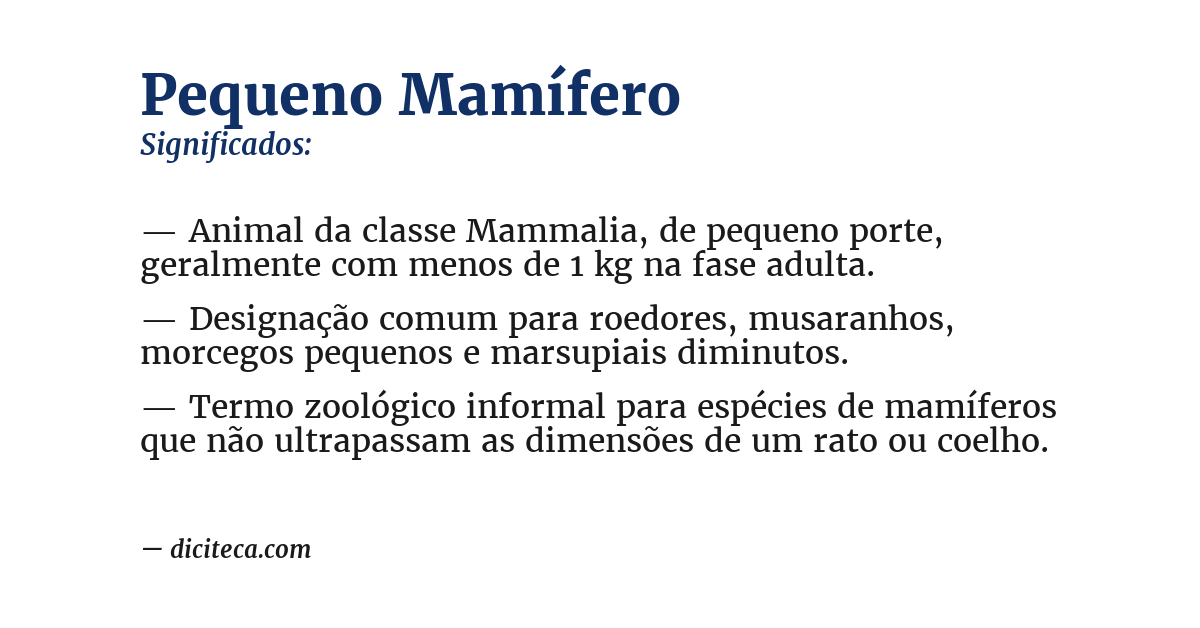 Significado de pequeno mamífero
