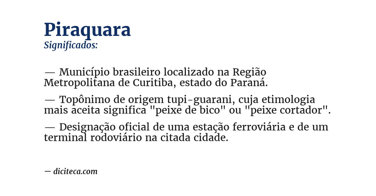 Significado de piraquara