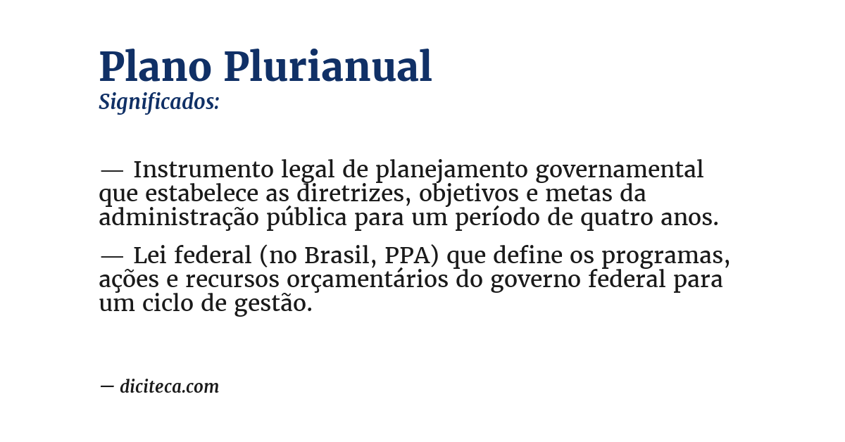 Significado de plano plurianual