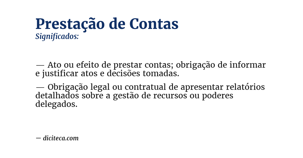 Significado de prestação de contas