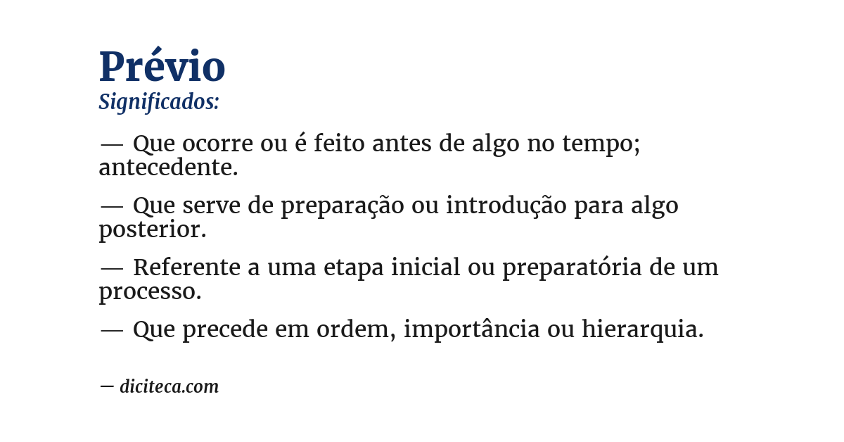 Significado de prévio