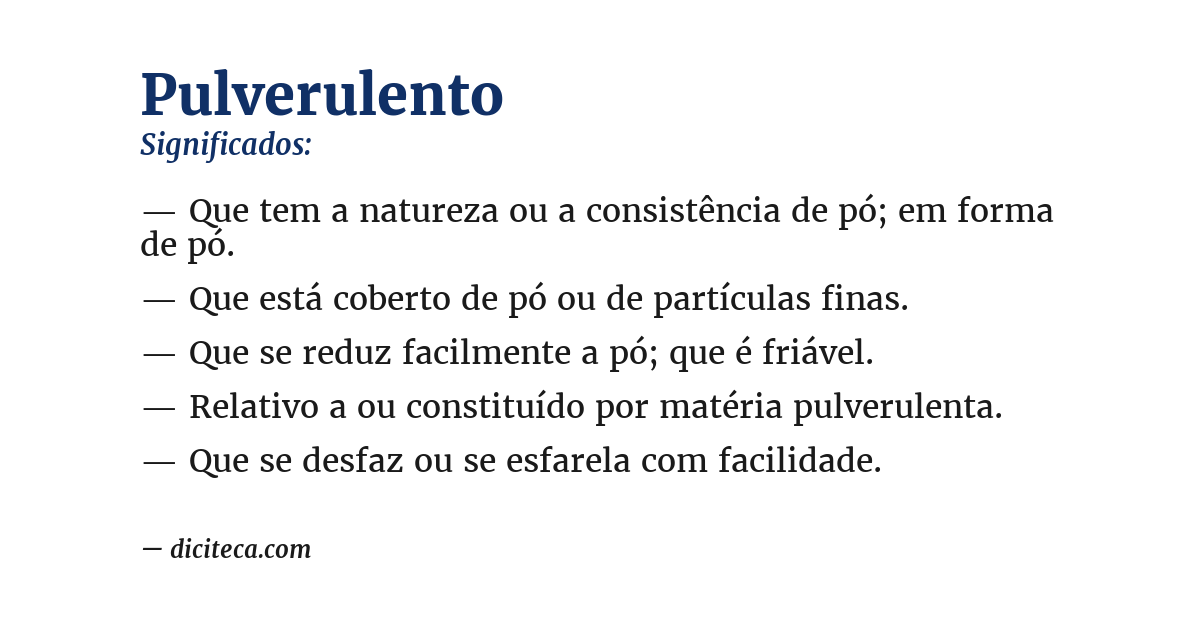 Significado de pulverulento