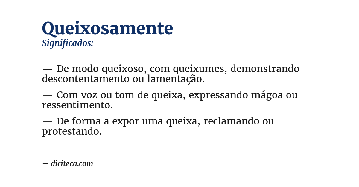 Significado de queixosamente