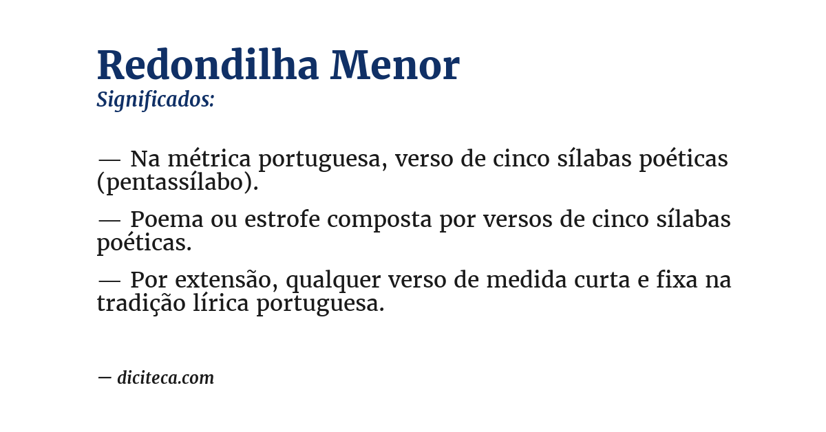 Significado de redondilha menor