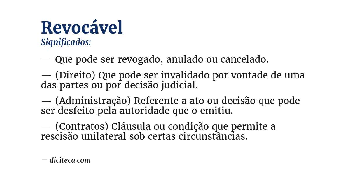 Significado de revocável