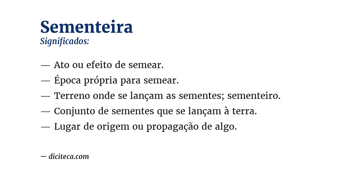 Significado de sementeira