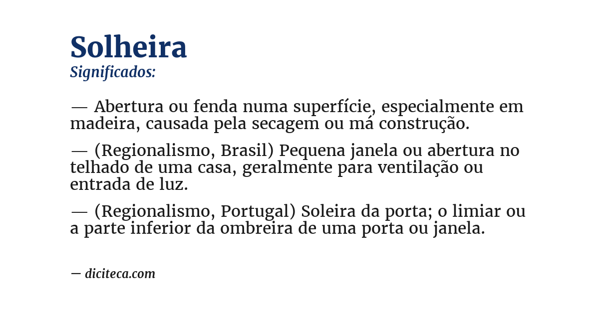 Significado de solheira