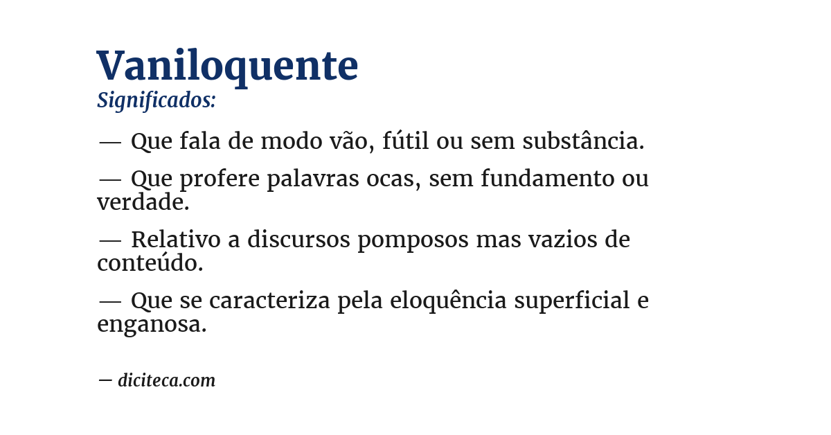Significado de vaniloquente