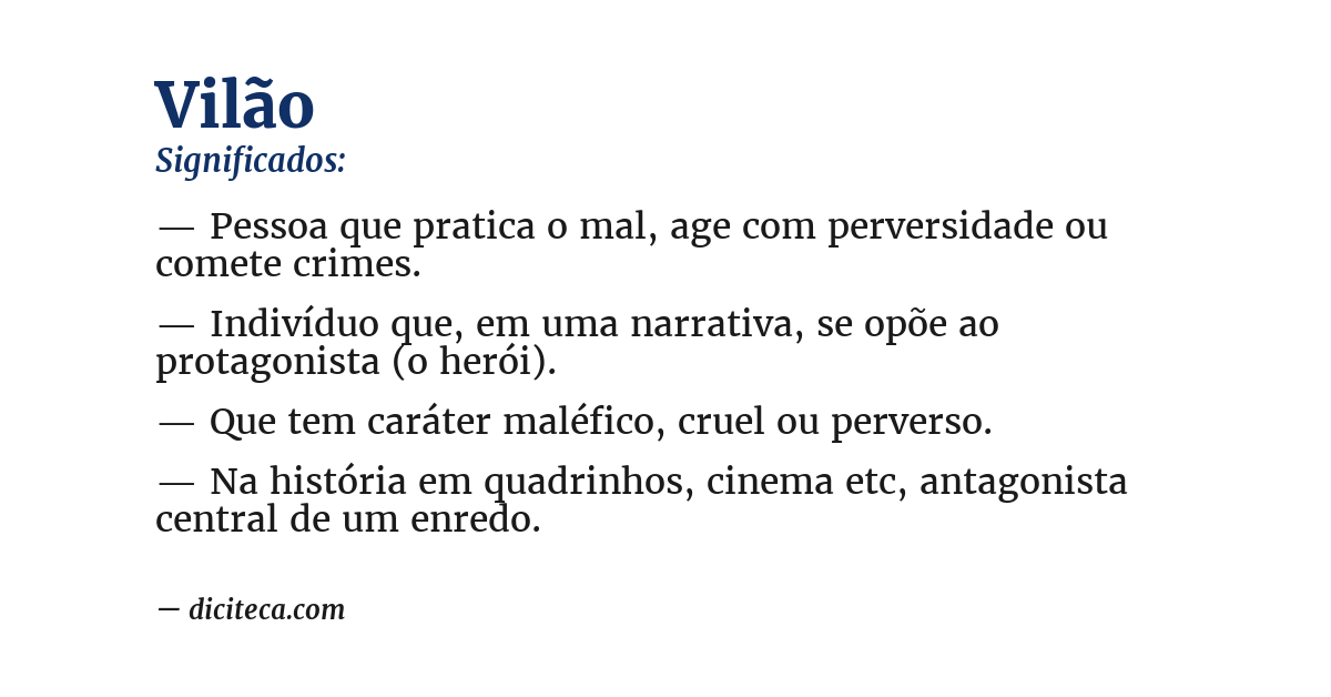 Significado de vilão