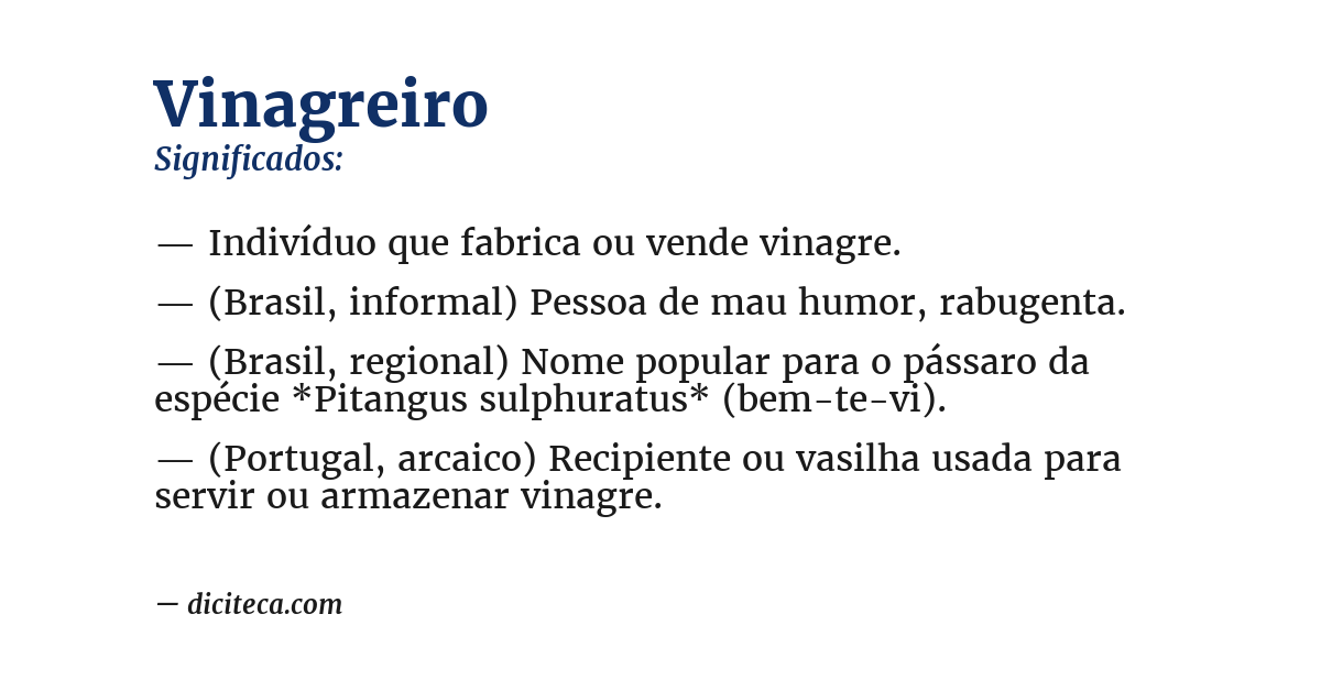 Significado de vinagreiro