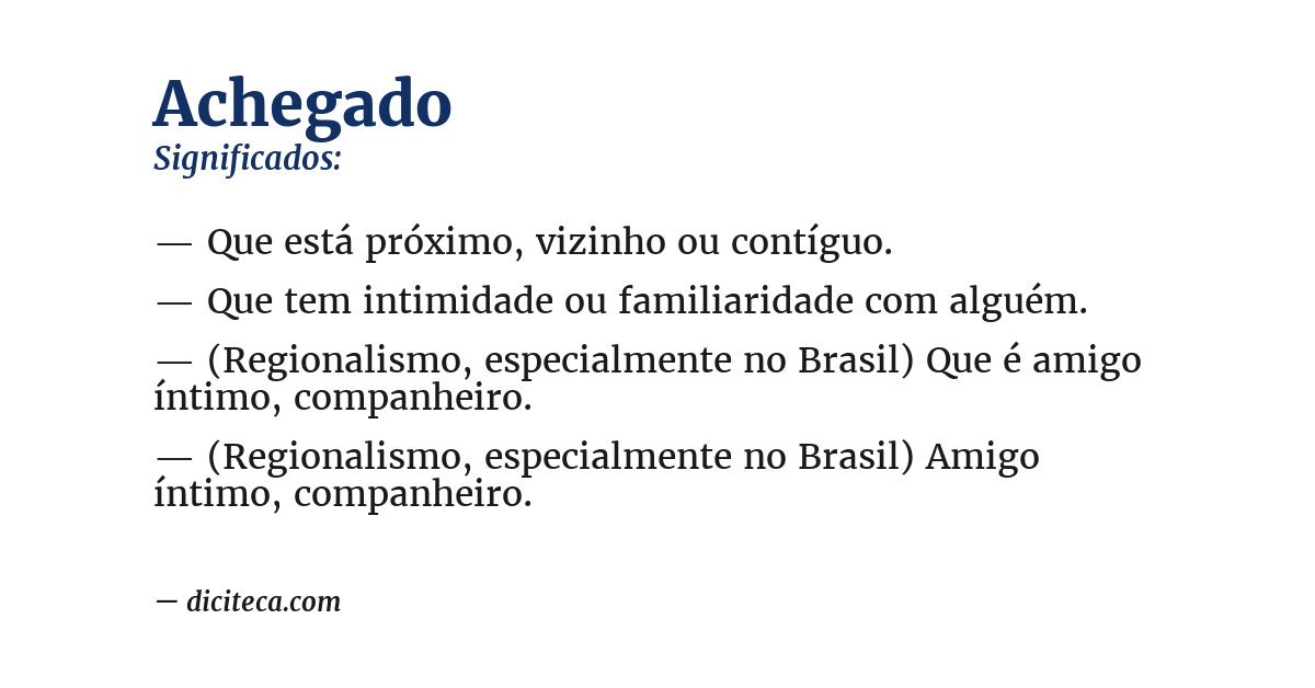 Significado de achegado