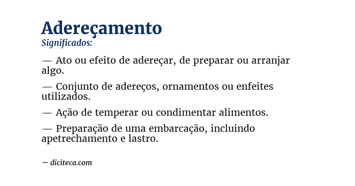 Significado de adereçamento