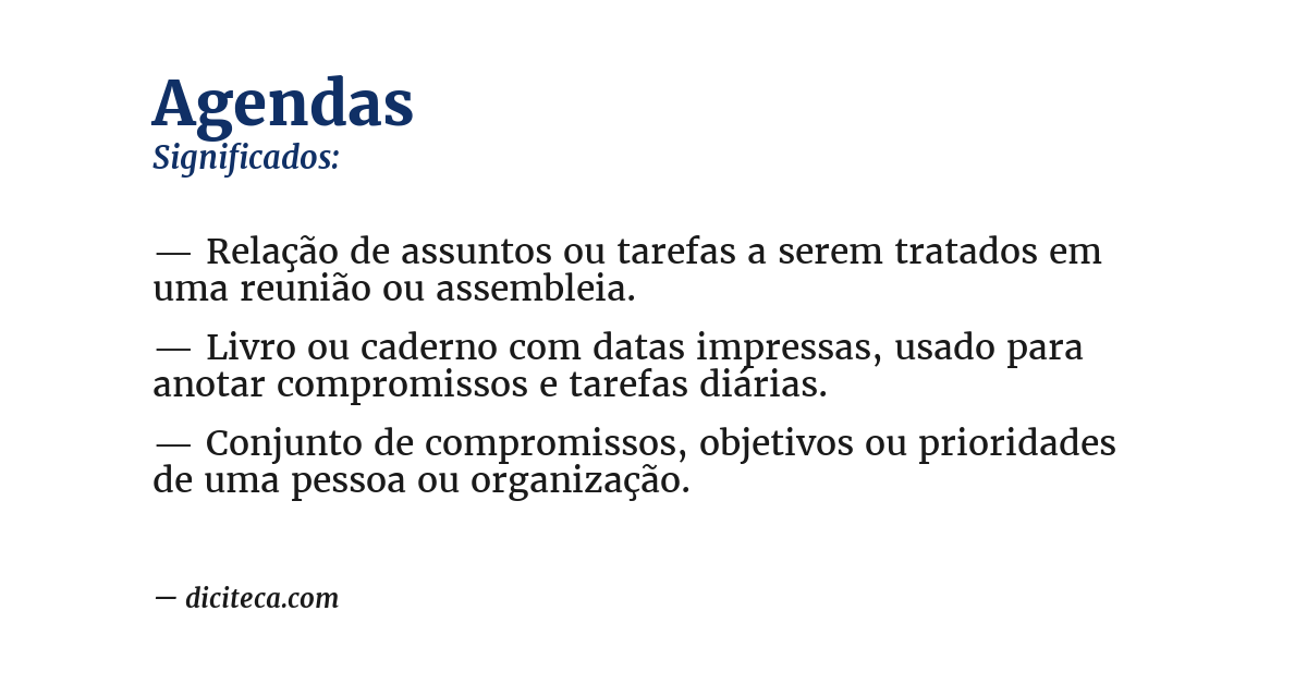 Significado de agendas