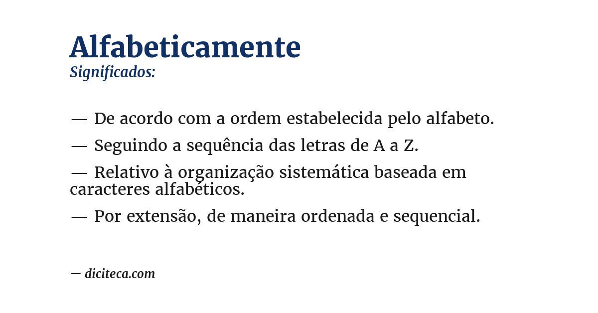 Significado de alfabeticamente