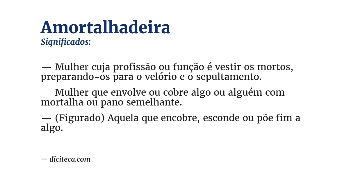 Significado de amortalhadeira