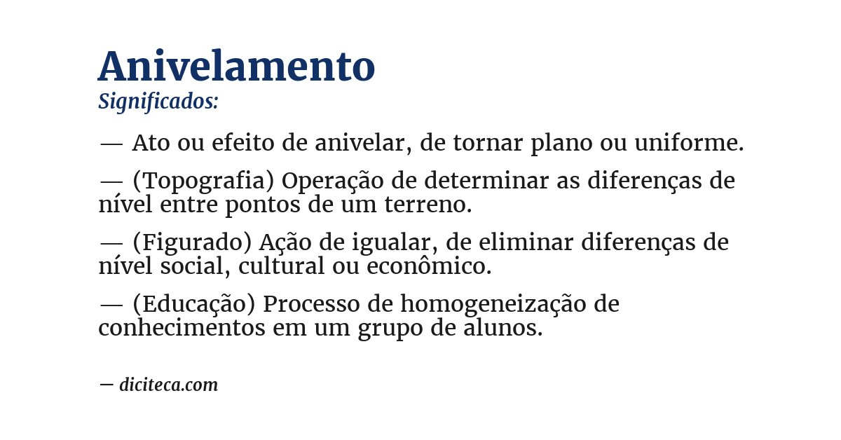 Significado de anivelamento