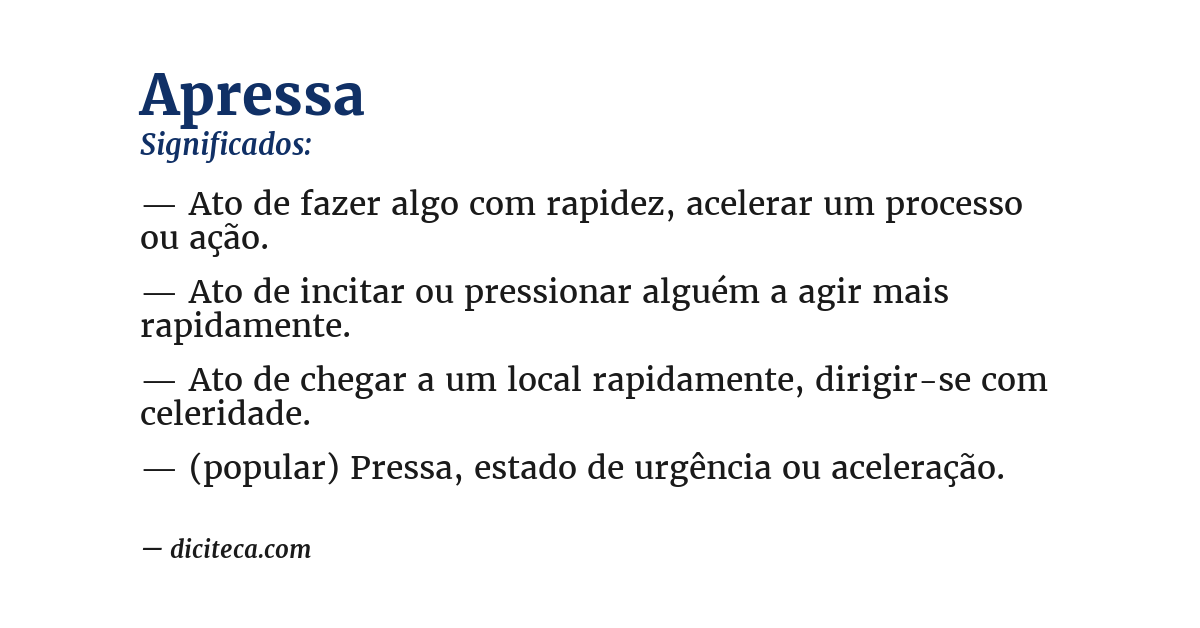 Significado de apressa