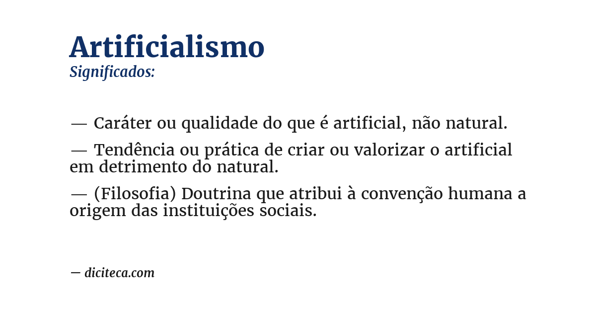 Significado de artificialismo