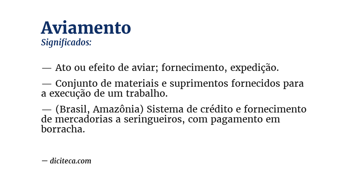 Significado de aviamento