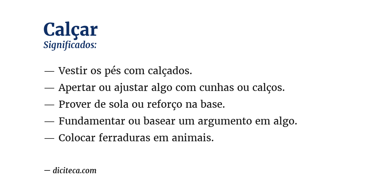 Significado de calçar