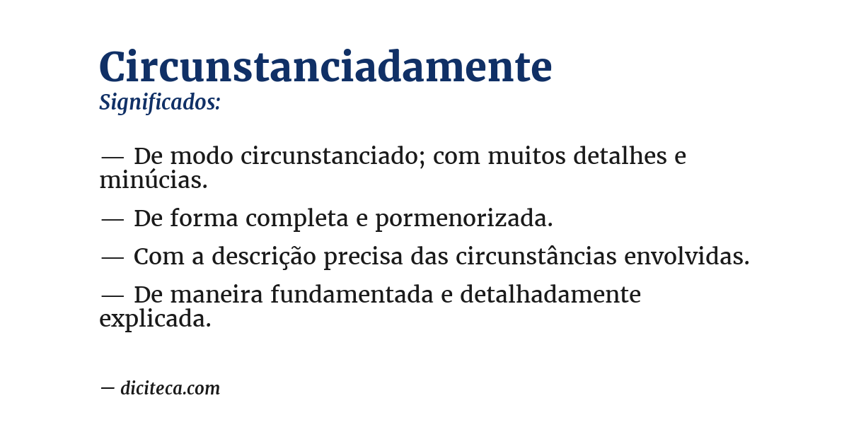 Significado de circunstanciadamente