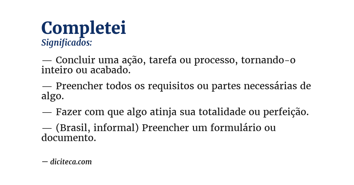 Significado de completei