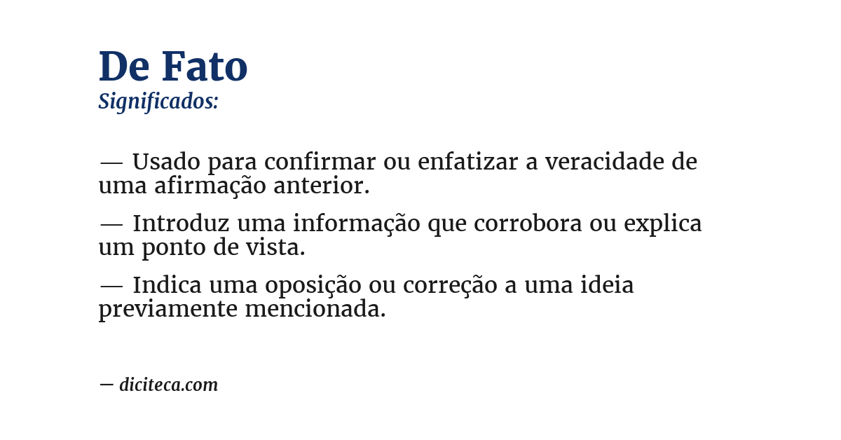 Significado de de fato