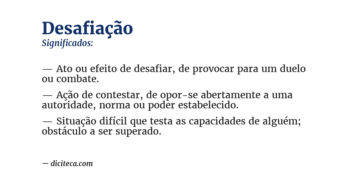 Significado de desafiação
