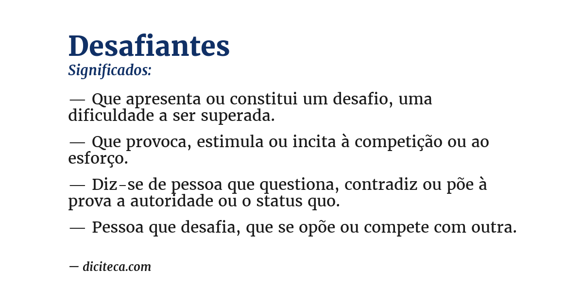 Significado de desafiantes