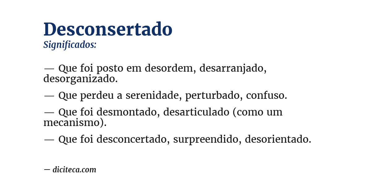 Significado de desconsertado