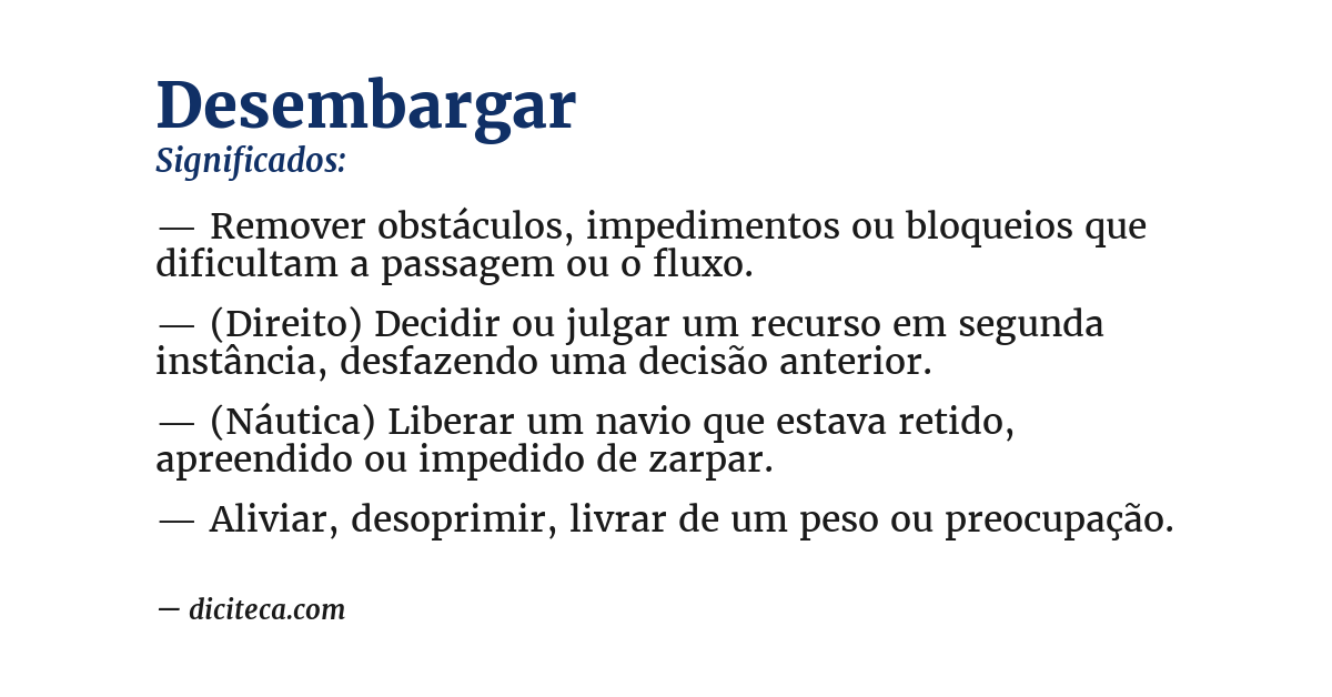 Significado de desembargar