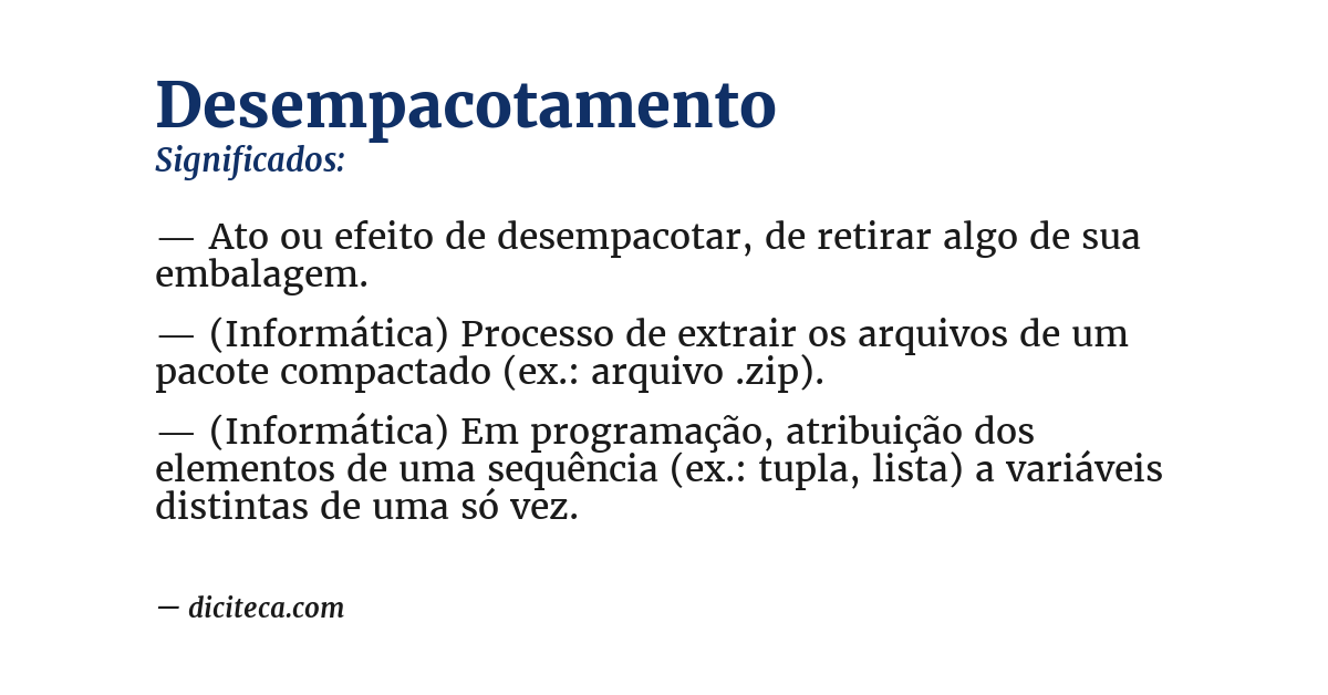 Significado de desempacotamento