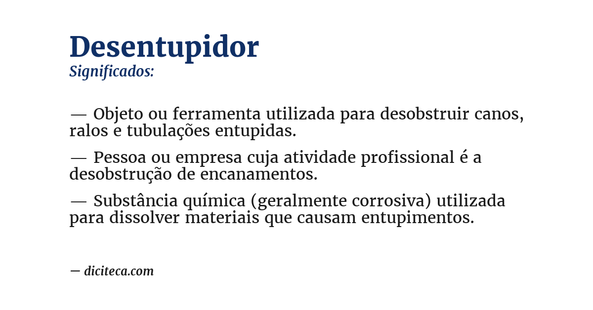 Significado de desentupidor